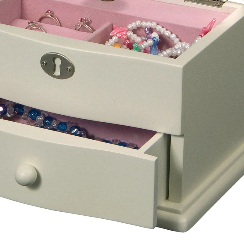 Marianne Girl's Wooden Ivory Musical Ballerina One Drawer Jewelry Box