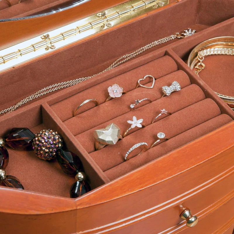 Trinity Upright Jewelry Box in Burlwood Oak