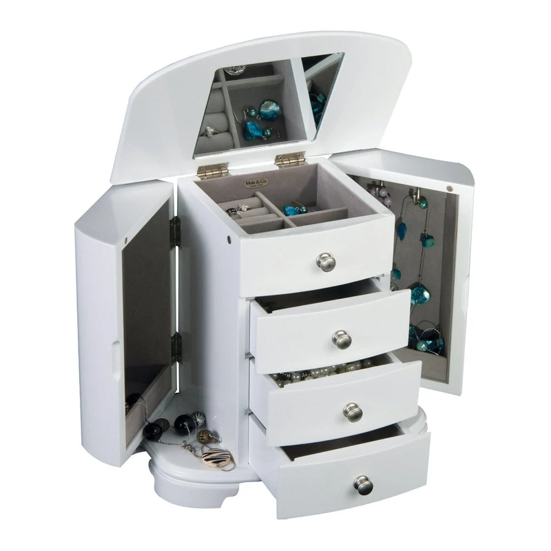 Kaitlyn - Upright Musical Jewelry Box in White
