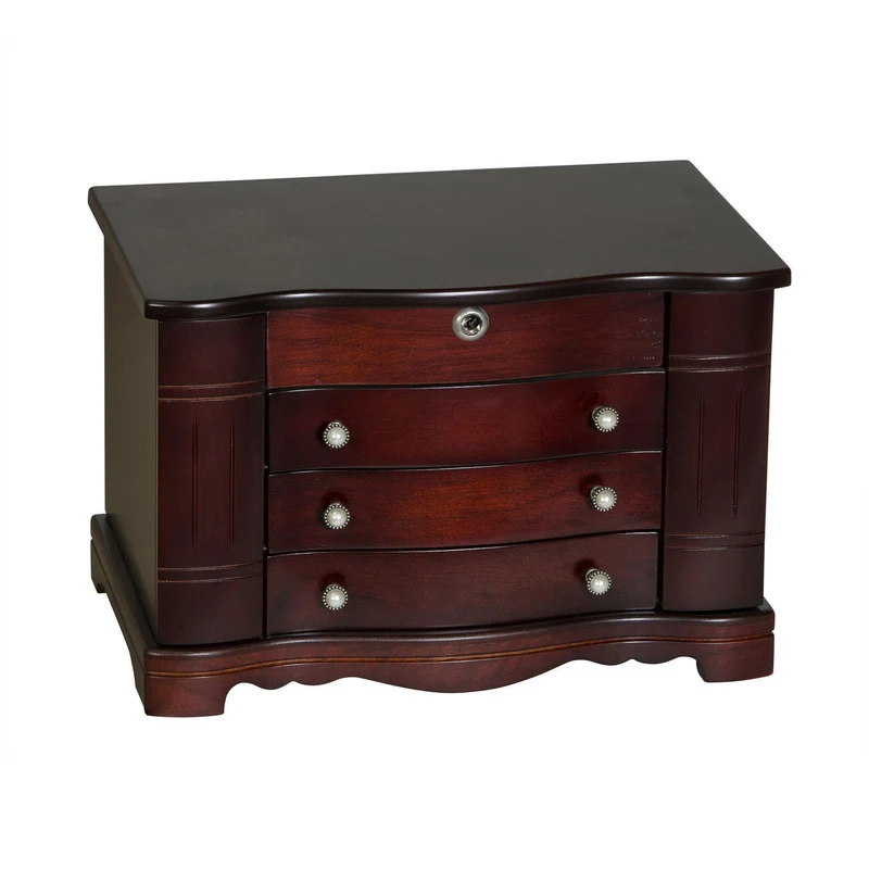 Rita - Locking Jewelry Box with Pearl Pulls in Cherry