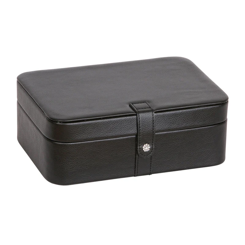 Lila Forty-Eight Section Jewelry Box in Black Faux Leather