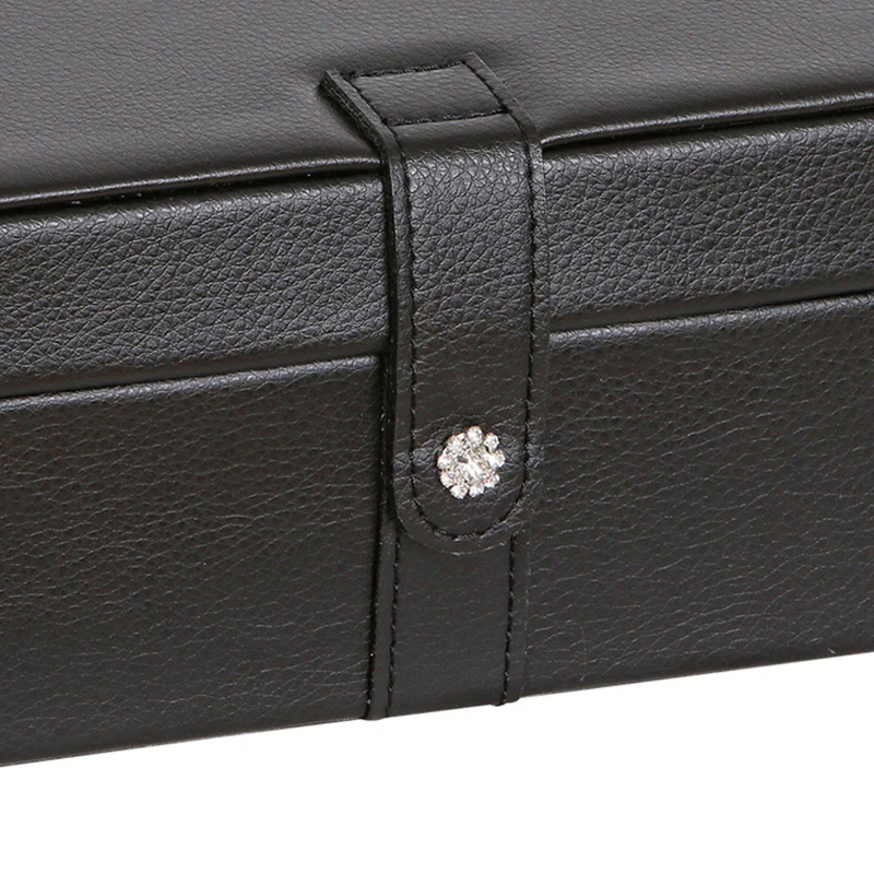 Lila Forty-Eight Section Jewelry Box in Black Faux Leather