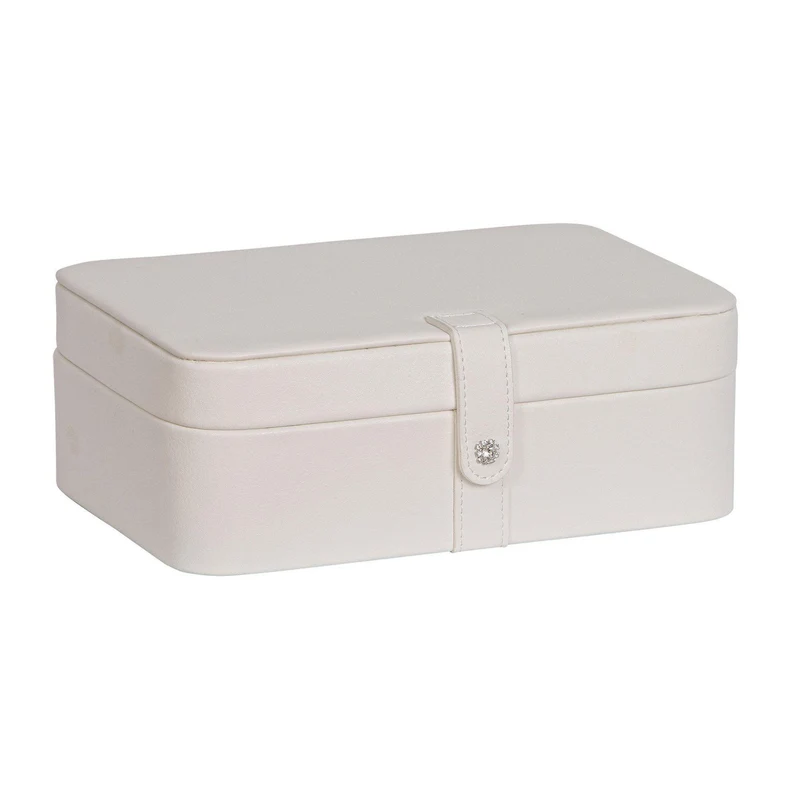 Lila Forty-Eight Section Jewelry Box in Ivory Faux Leather
