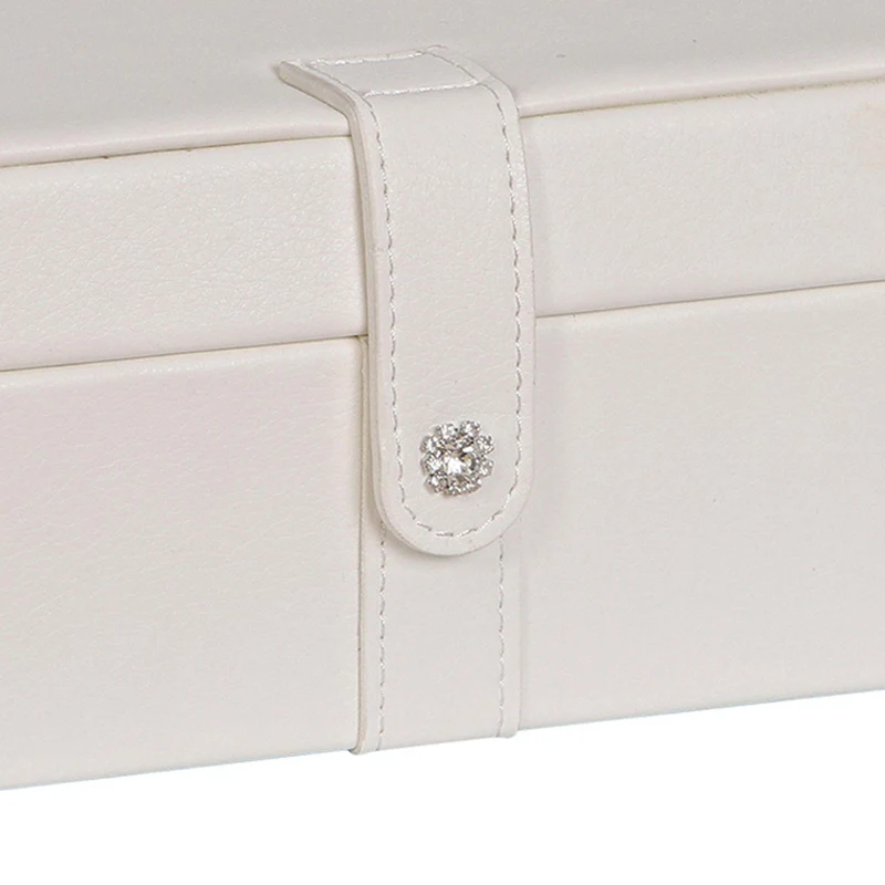 Lila Forty-Eight Section Jewelry Box in Ivory Faux Leather