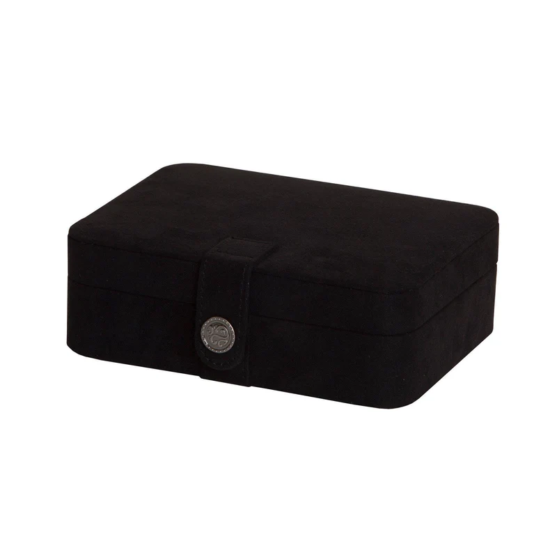 Giana - Plush Fabric Jewelry Box with Lift Out Tray in Black