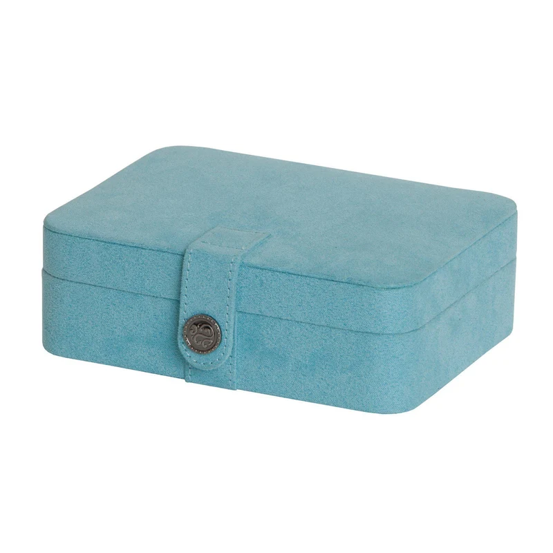 Giana - Plush Fabric Jewelry Box with Lift Out Tray in Aqua