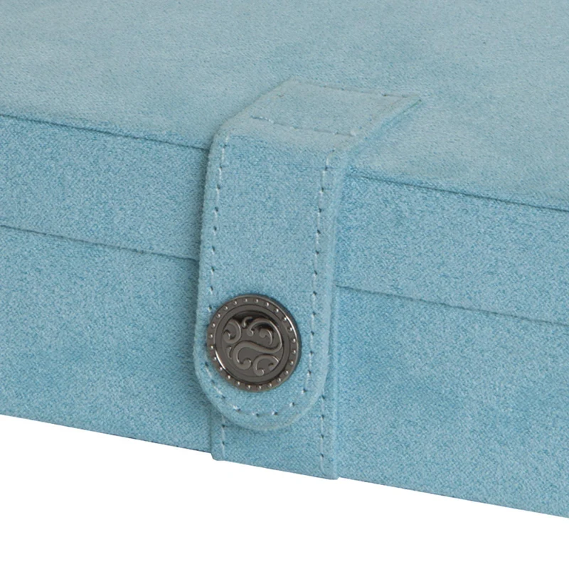 Giana - Plush Fabric Jewelry Box with Lift Out Tray in Aqua