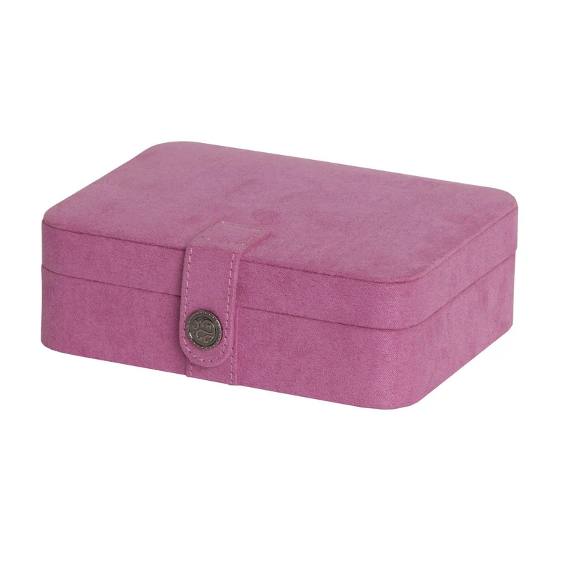 Giana - Plush Fabric Jewelry Box with Lift Out Tray in Pink