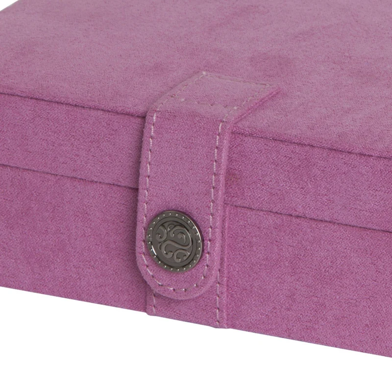 Giana - Plush Fabric Jewelry Box with Lift Out Tray in Pink