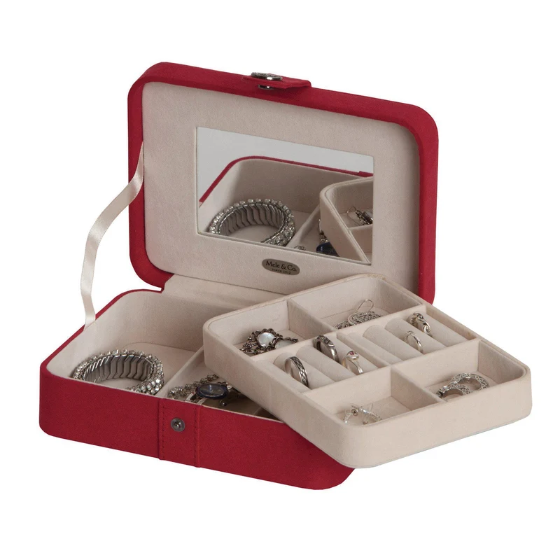 Giana - Plush Fabric Jewelry Box with Lift Out Tray in Red