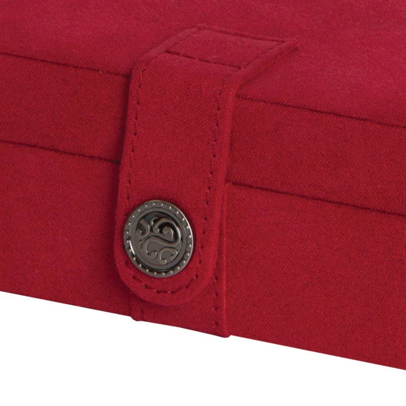 Giana - Plush Fabric Jewelry Box with Lift Out Tray in Red