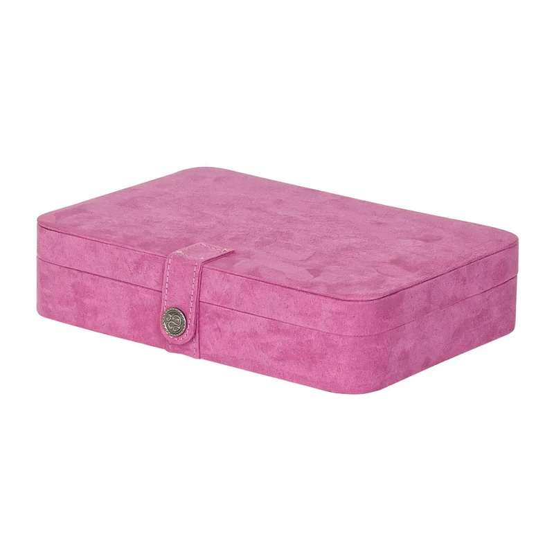 Maria - Plush Fabric Jewelry Box and Ring Case with 24 Sections, Pink