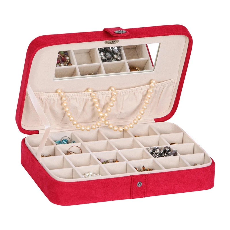 Rene - Plush Travel Jewelry Box in Red