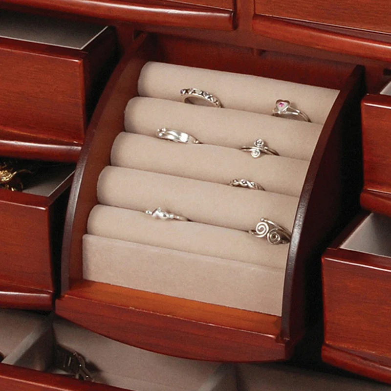 Empress Six Drawer Wooden Jewelry Box in Walnut Finish