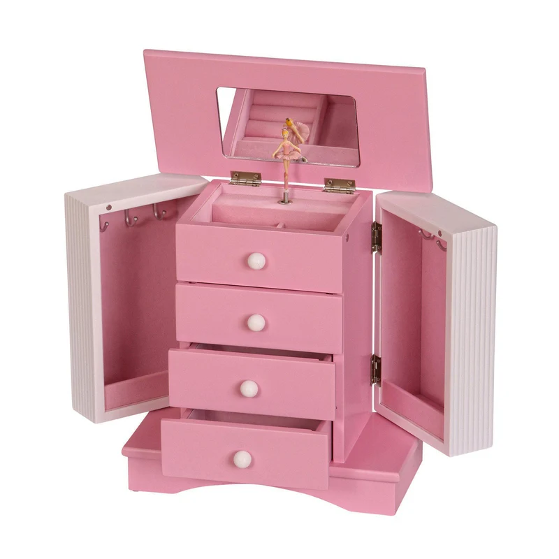 Elise Girl's Wooden Musical Ballerina Jewelry Box