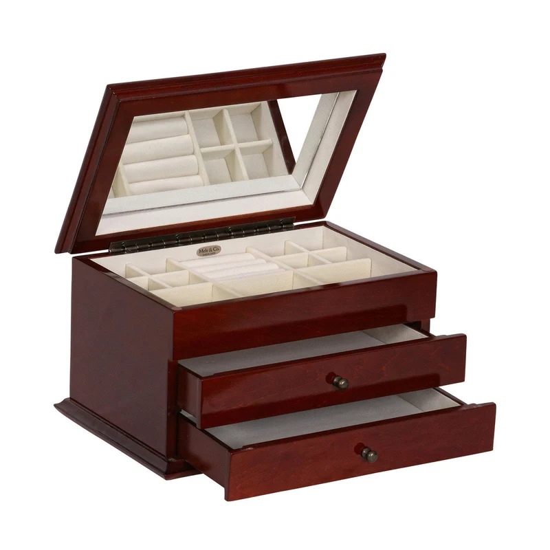 Brayden Wooden Jewelry Box in Walnut Finish