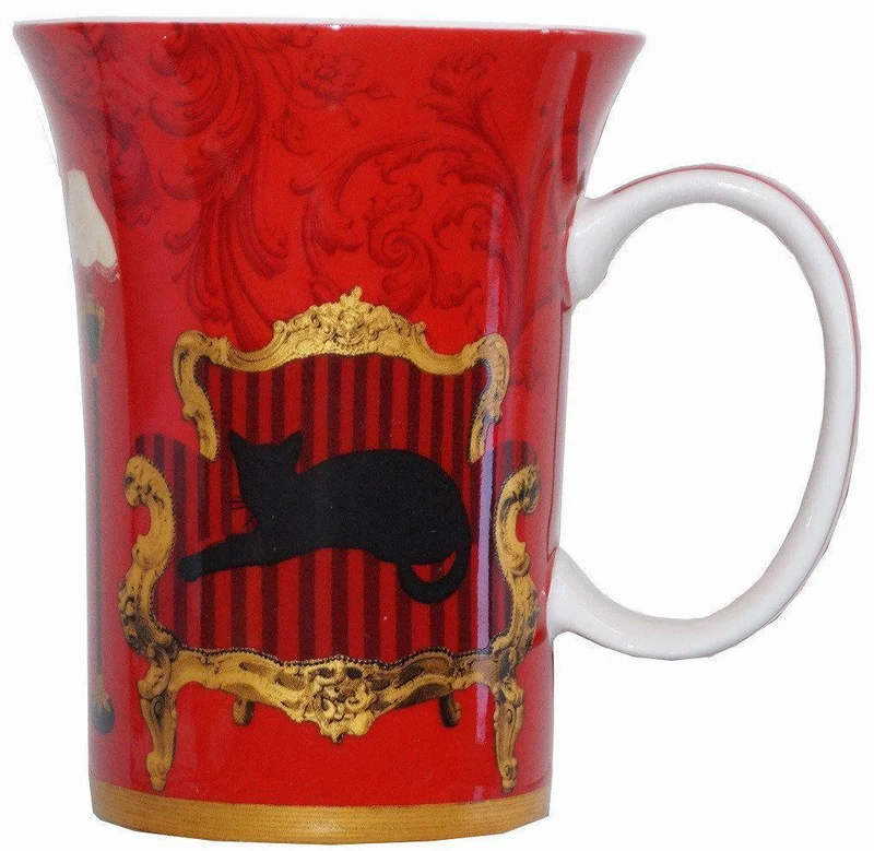 Mystical and Curious Cats Set of 4 Bone China Mugs