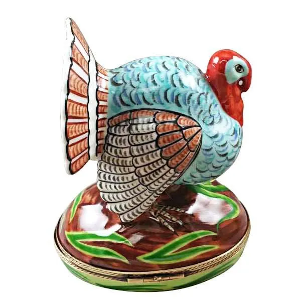 Large Turkey with Removable Ear of Corn Limoges Box by Rochard™