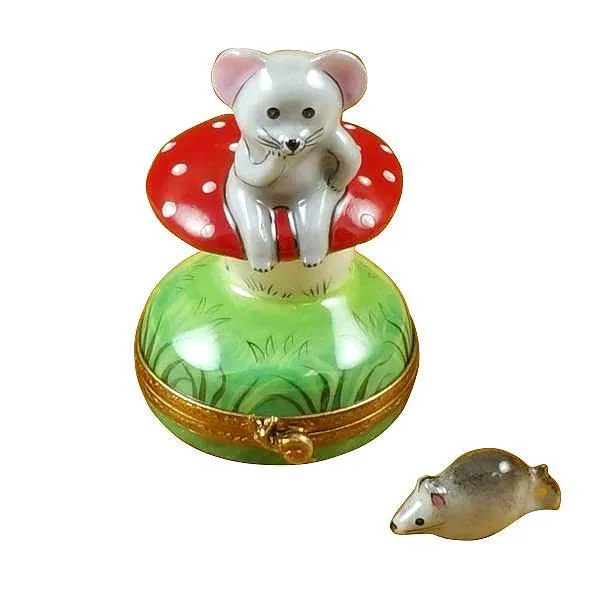 Mouse On Mushroom with Removable Mouse Limoges Box by Rochard™