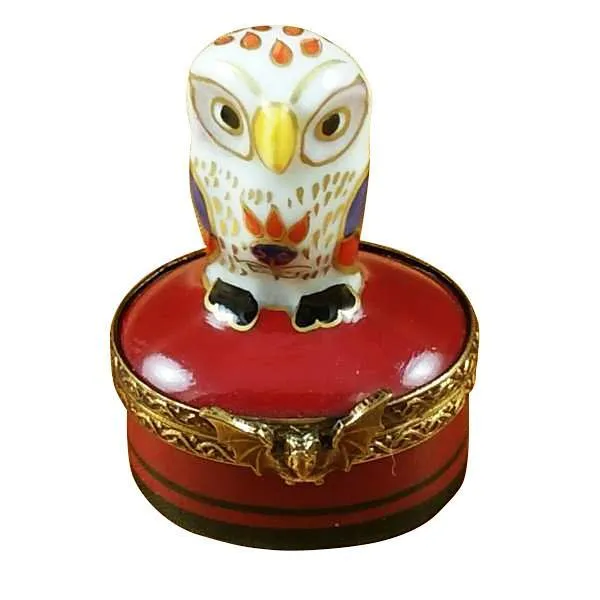 Little Indian Owl On Small Red Box Limoges Box by Rochard™