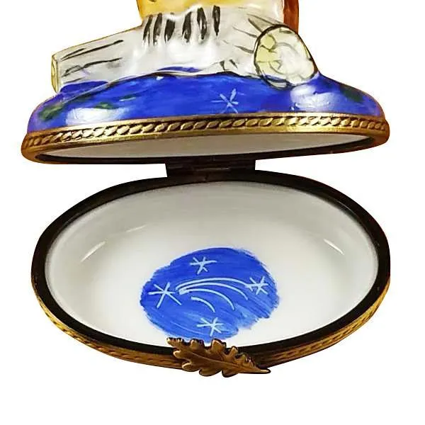 Wise Owl On Blue Base Limoges Box by Rochard™