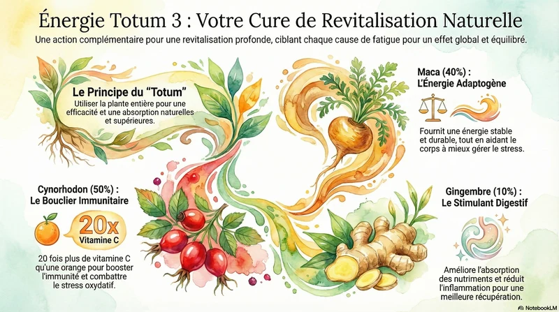 Energie Totum 3 - poudre 120 g | Cure revitalisation phyto Cynorhodon - Maca - Gingembre