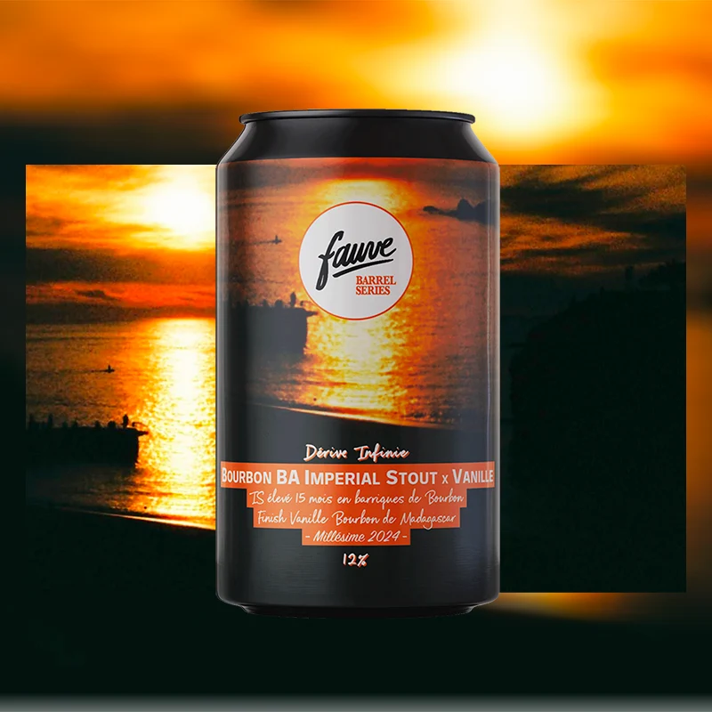 Dérive Infinie - Bourbon BA Imperial Stout x Vanille - IS élevé 15 mois en barriques de Bourbon - Finish Vanille Bourbon de Madagascar - Millésime 2024 - 33cL