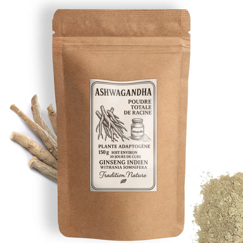 Ashwagandha Ginseng Indien 150 g | Poudre de plante ayurvédique