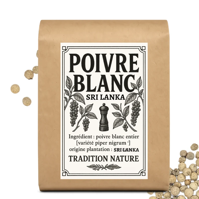 Poivre blanc entier Sri Lanka
