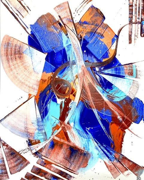 "Octopus" Peinture acrylique et spatule - Toile en lin - Helline Durand