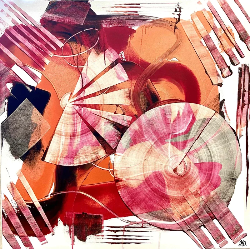 « Opale » 80x80cm - peinture acrylique et spatule - Toile en coton 3D - Helline Durand