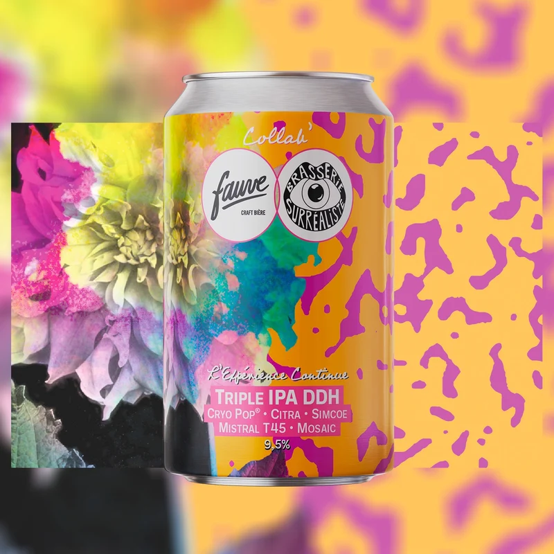 L'Expérience Continue - Triple IPA DDH Cryo Pop®, Citra, Simcoe, Mistral T45 & Mosaic - Collab Fauve X Surréaliste - 33cL