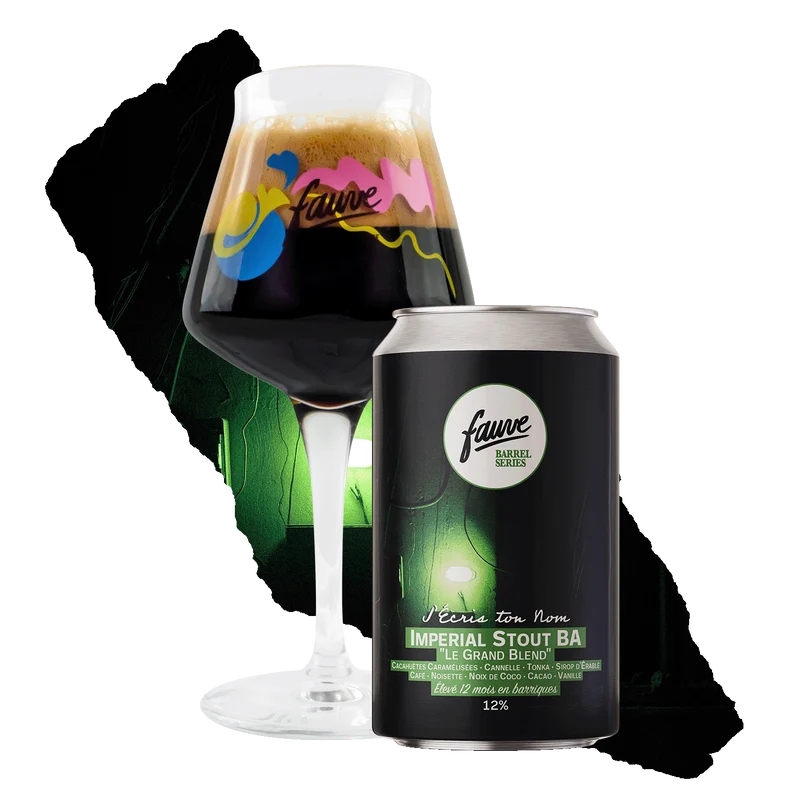J'écris ton Nom - Imperial Stout BA – Le Grand Blend Cacahuètes Caramélisées, Cannelle, Tonka, Sirop d'érable, café, noisette, noix de coco, cacao, vanille - Élevé 12 mois en barriques – 33cL