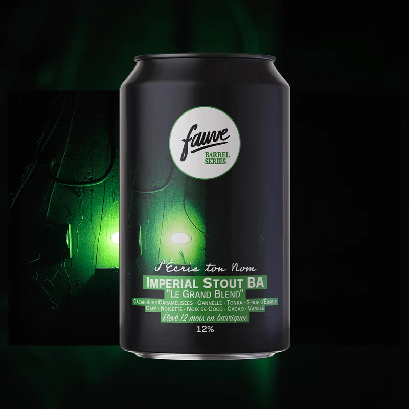 J'écris ton Nom - Imperial Stout BA – Le Grand Blend Cacahuètes Caramélisées, Cannelle, Tonka, Sirop d'érable, café, noisette, noix de coco, cacao, vanille - Élevé 12 mois en barriques – 33cL