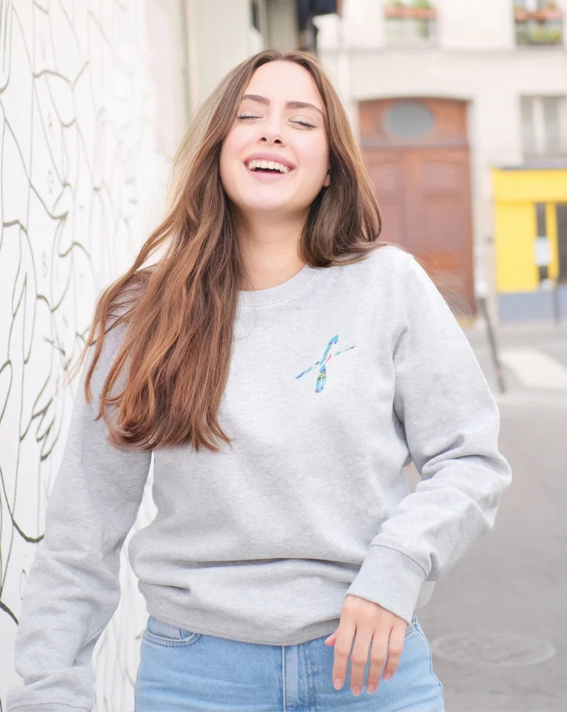NEW Sweat-shirt Fauve Gris Chiné