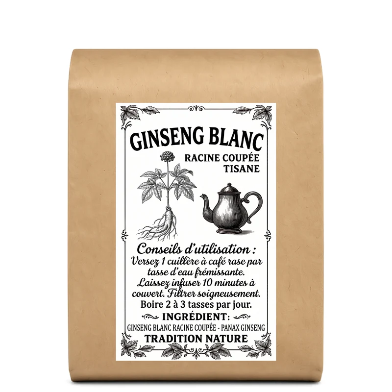 Ginseng (blanc) racine coupée