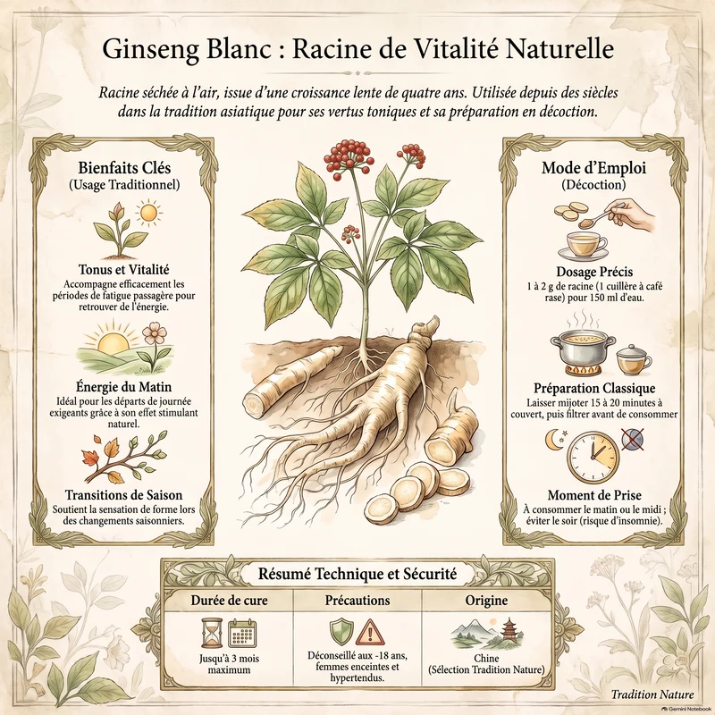 Ginseng (blanc) racine coupée
