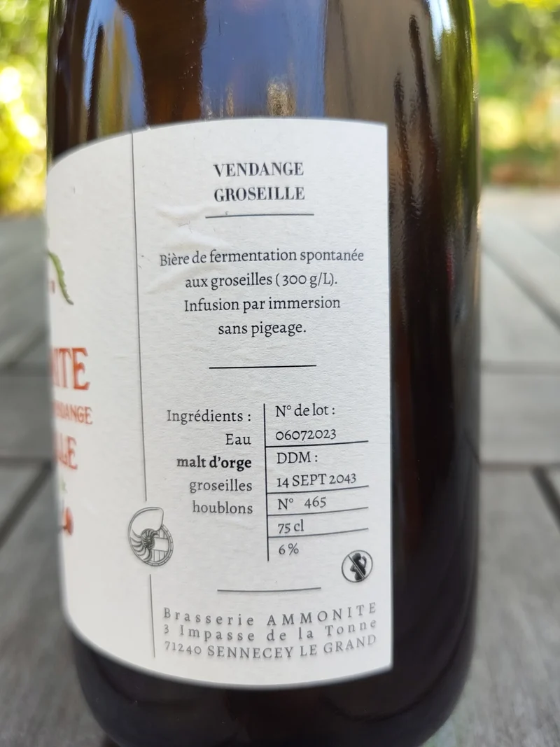 Ammonite cuvée vendange Groseille 2023 75cl