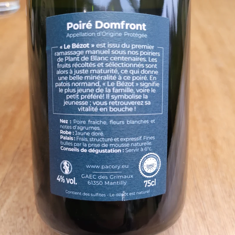 Le Bézot - Poiré Domfront AOP - Pacory - 75cl