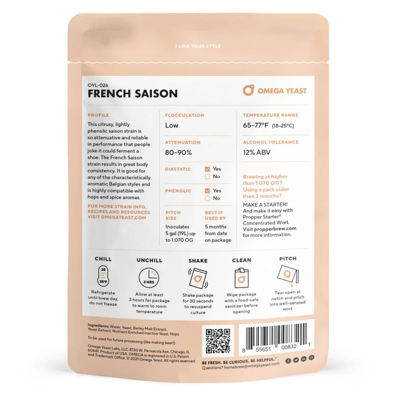 Omega Yeast - French Saison ( OYL-026) - 150ml