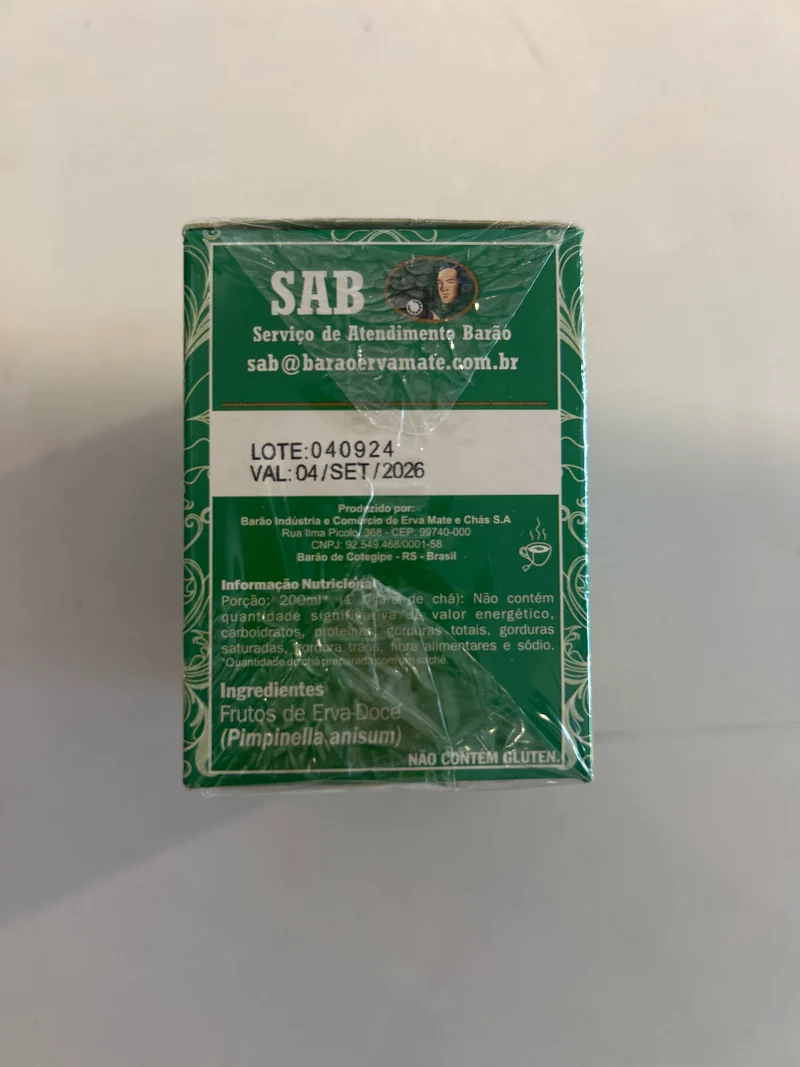 Combo - Chá de Erva-Doce - BARÃO - Contém 10 sachês - Compre 3 unidades e ganhe 10% de desconto