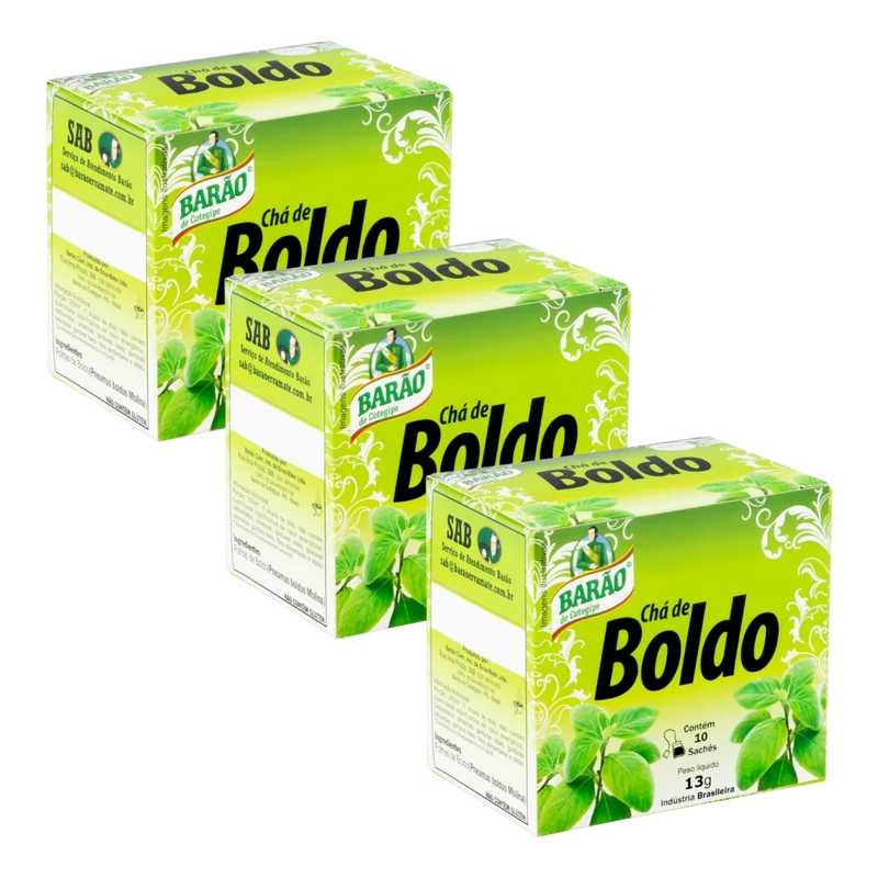 Combo - Chá de Boldo - BARÃO - Contém 10 sachês - Compre 3 e ganhe 10% de desconto