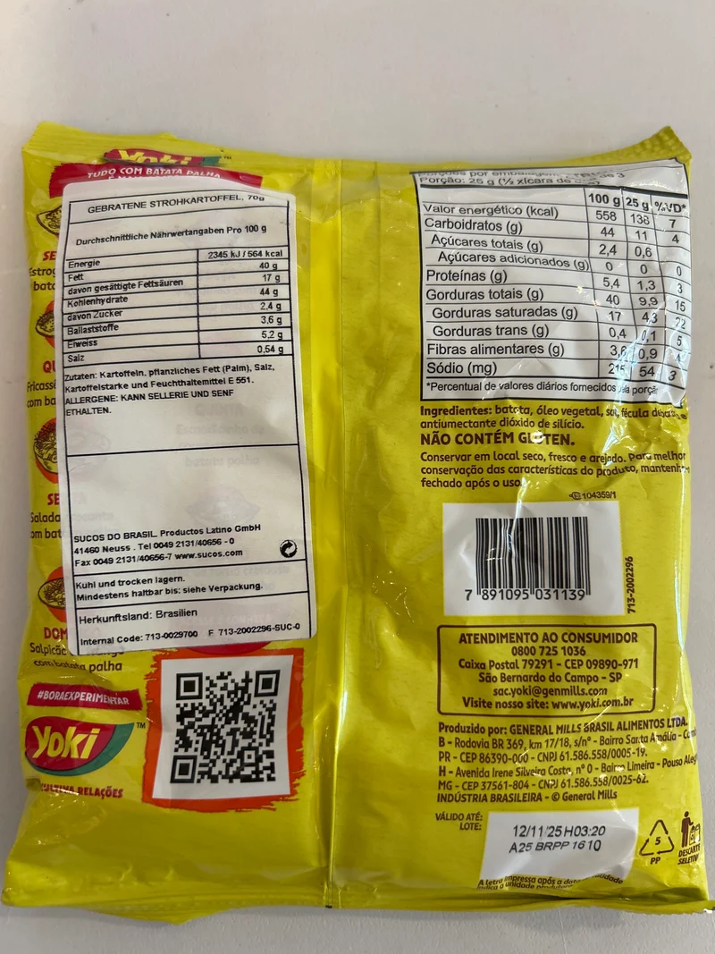 Combo - Batata Palha - YOKI - 70g - Compre 10 unidades e ganhe 10% de desconto