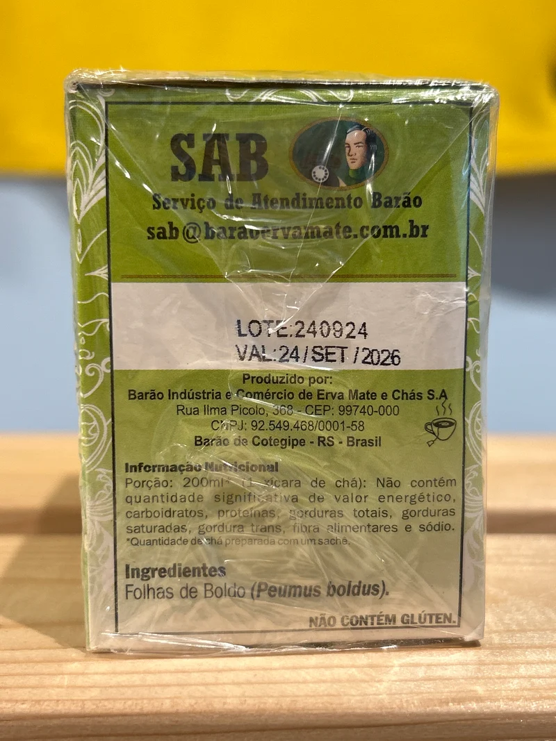 Chá de Boldo BARÃO - Contém 10 sachês