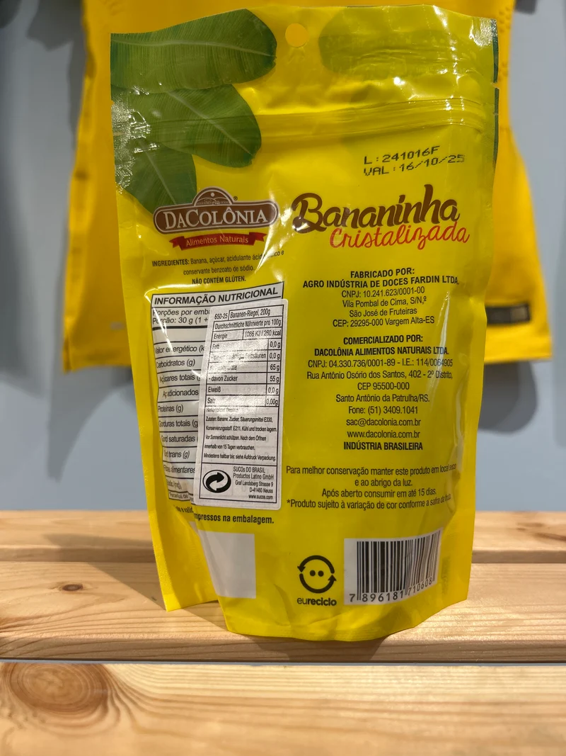 Barres de Pâte de fruits à la banane (Bananinha Cristalizada) - DACOLONIA - Sachet 200g