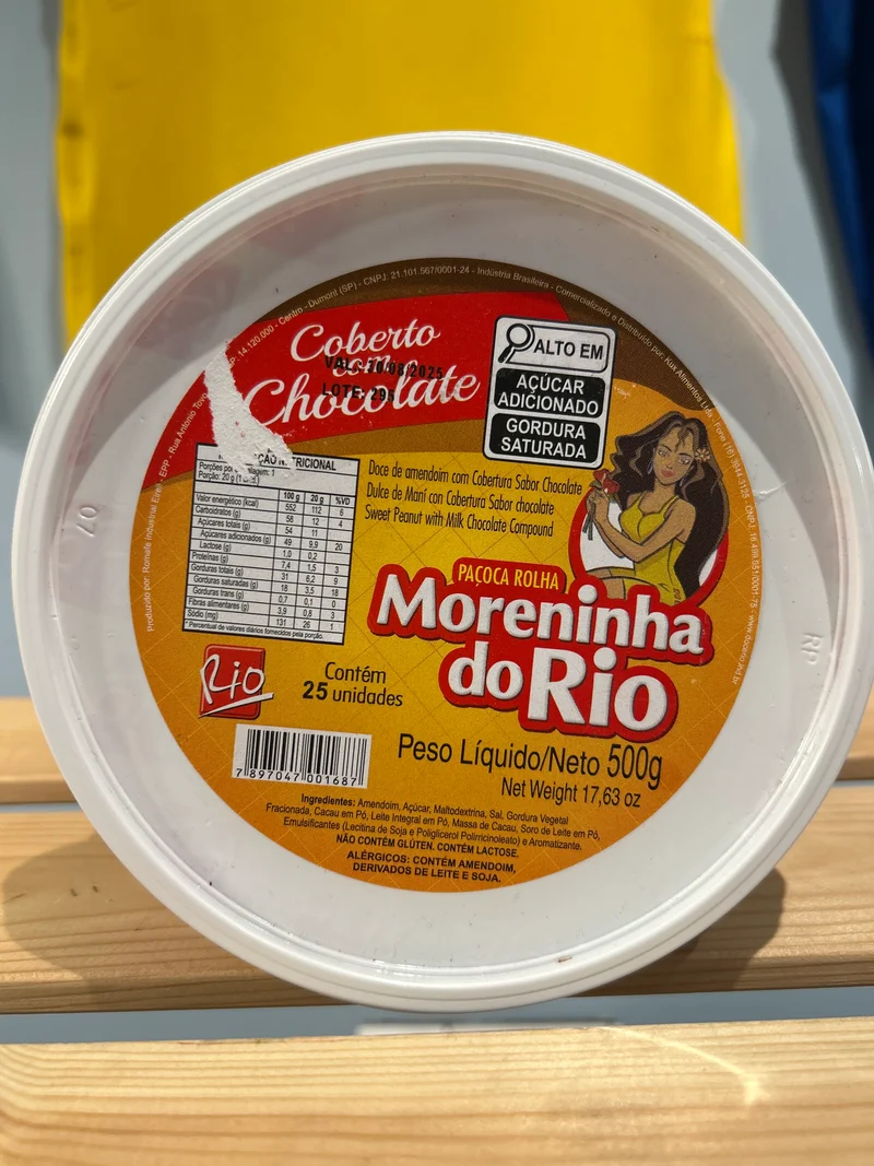 Douceur poudre de cacahuète enrobées de chocolat forme bouchon (Paçoca Rolha Coberta c/ Chocolate) MORENINHA DO RIO - 300g