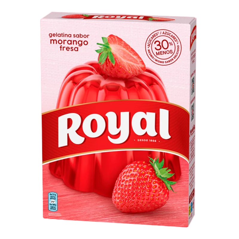 Gélatine en Poudre Saveur Fraise (Gelatina em Pó Morango) - ROYAL - 114g - Pct c/ 2 saquinhos