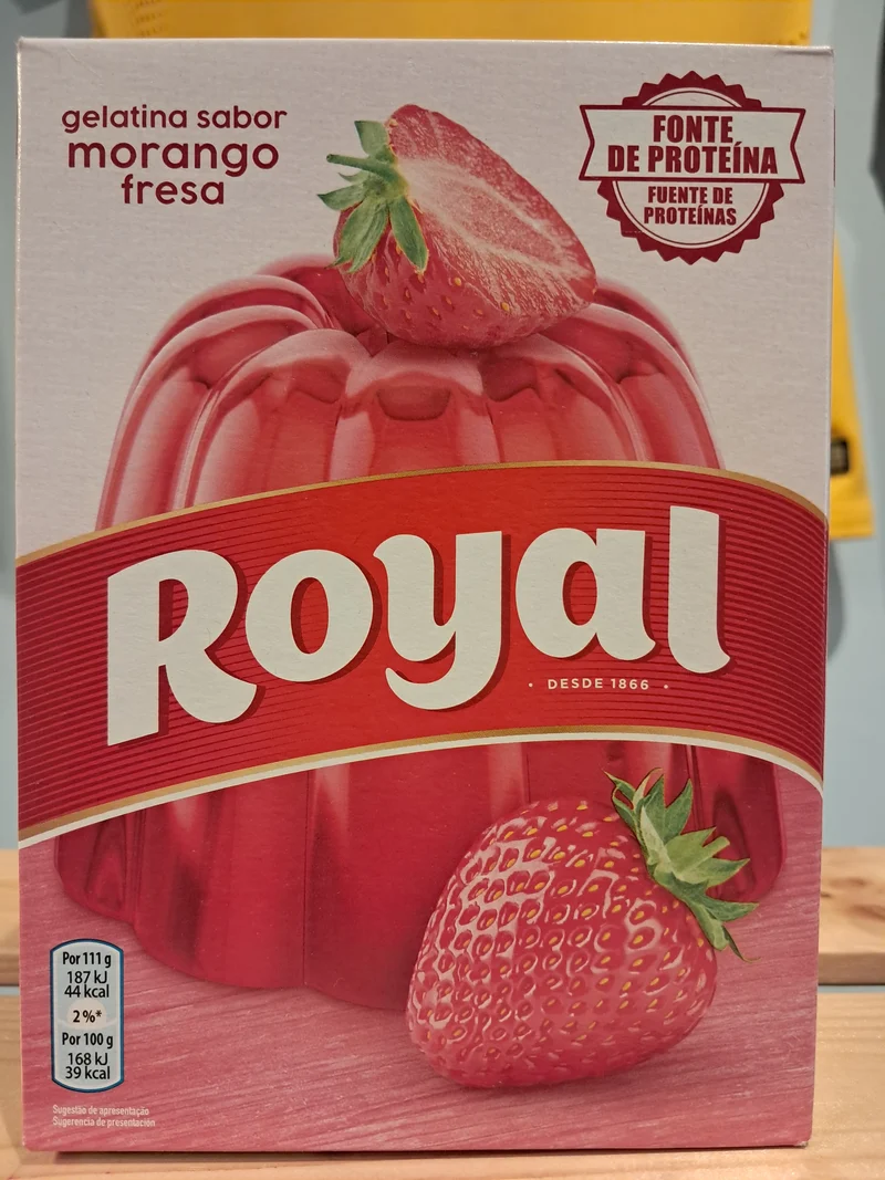 Gélatine en Poudre Saveur Fraise (Gelatina em Pó Morango) - ROYAL - 114g - Pct c/ 2 saquinhos