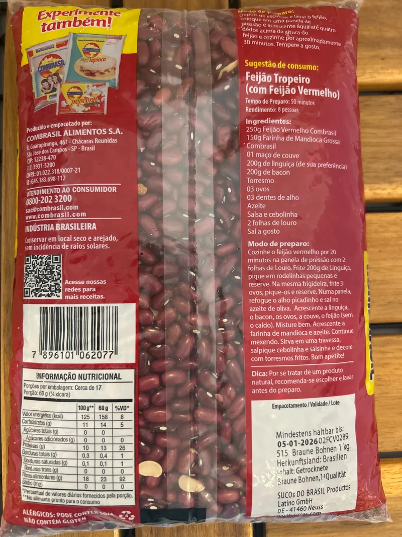 Haricots Rouge (Feijão Vermelho) - COMBRASIL - 1kg