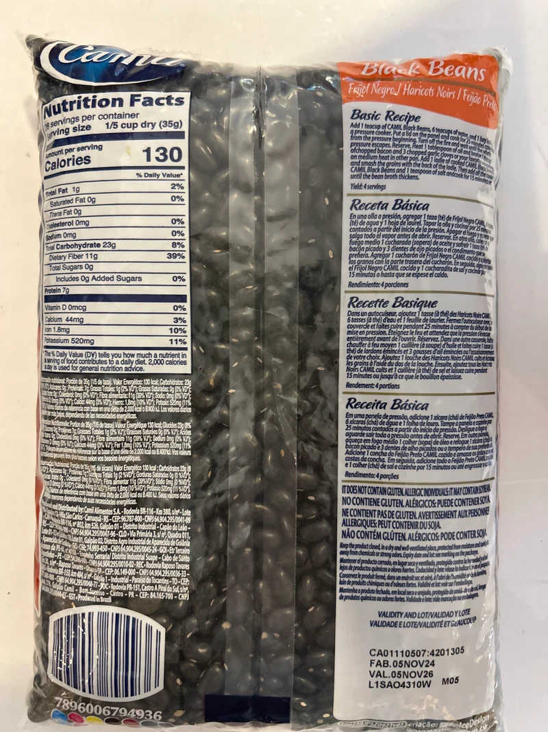 Combo - Feijão Preto CAMIL - 1kg - Compre 4 unidades e ganhe 10% de desconto